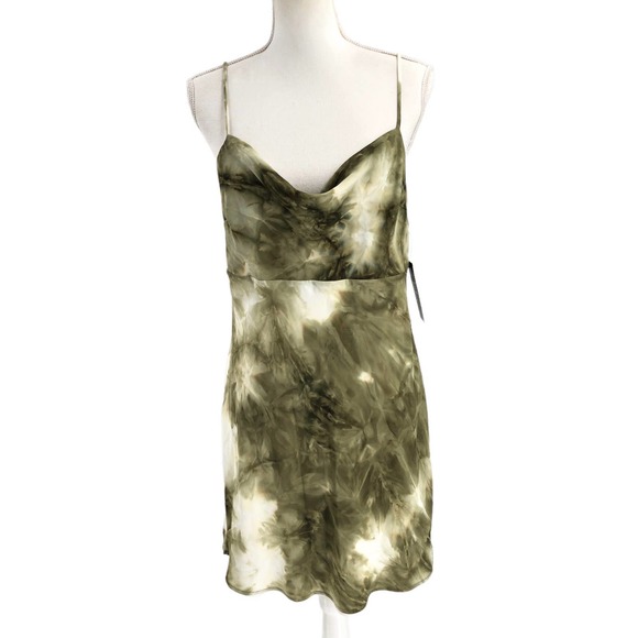 Lulu’s NEW Womens Size Large Cool Vibes Mini Slip Dress Tie Dye Cowl Neck - Picture 2 of 9